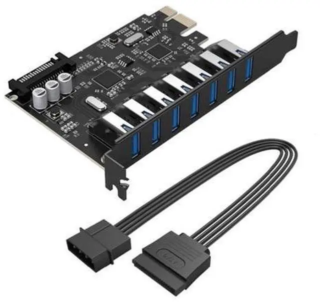 Main image of Super Speed 7 Port USB 3.0 PCI-E Express Card With A 15 Pin SATA Power Connector PCIE Adapter