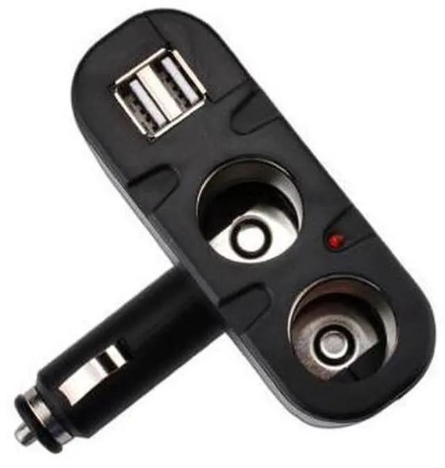 Alt view image 3 of 3 - DC 12V 60W Car Cigarette Lighter 2 Way Dual USB Adapter Charger Plug 90 Degree Foldable for Car SUV Off-road Vehicle
