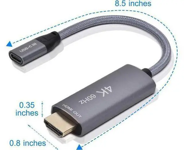 Alt view image 7 of 7 - USB-C Female to HDMI Male Cable Adapter,USB Type C 3.1 Input to HDMI Ouput Converter,4K 60Hz USBC Thunderbolt 3 Adapter for New MacBook Pro,Mac Air,Chromebook Pixel and More