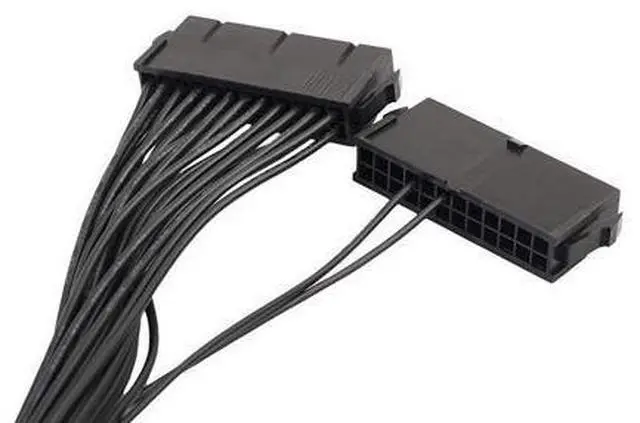 Alt view image 4 of 4 - Dual PSU Power Supply Extension Cable for ATX Motherboard,Full Copper 24pin Chassis Power Start line,24 pin to 24(20+4) pin, 1ft/30cm