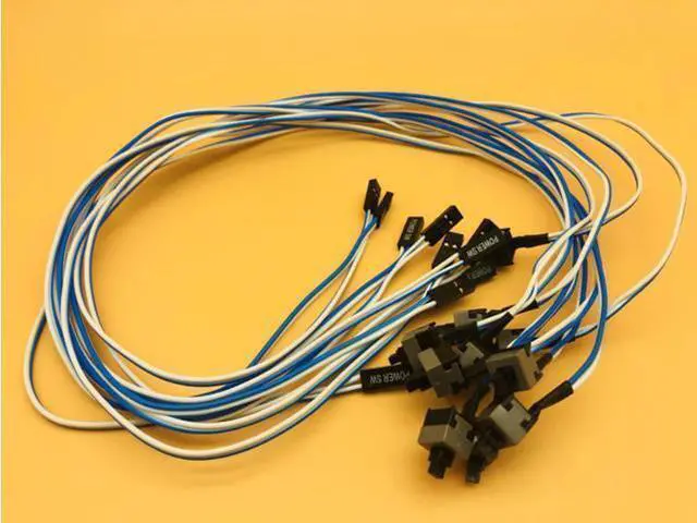 Alt view image 5 of 5 - 10Pcs 50cm 2Pin SW PC Power Cable on/off Push Button ATX Computer Switch Wire Power SW Switch Cable Re-start Cord for BTC Mining