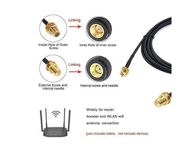 Alt view image 5 of 6 - WiFi Antenna Extension Cable with SMA Male to SMA Female Coax Connector 3m 10FT by