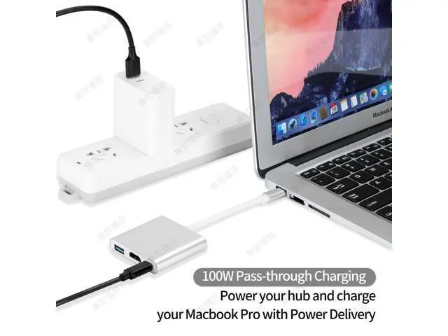 Alt view image 5 of 7 - USB C to HDMI Adapter, USB 3.1 Type-C Hub to HDMI 4K+USB 3.0+USB-C Charging Port, Macbook/iMac HDMI Adapter,USB-C Digital AV Multiport Adapter for MacBook Pro/ iPad Pro/S8+/S9+/Projector/Monitor