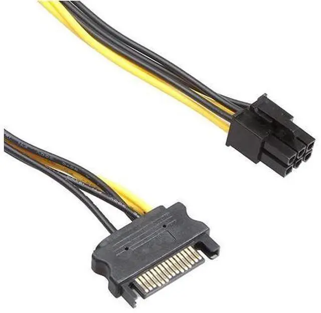 Alt view image 3 of 5 - 5 Pack 6 Pin PCIe to SATA Power Cable 8 Inches 20cm SATA15Pin Male to 6Pin HSG