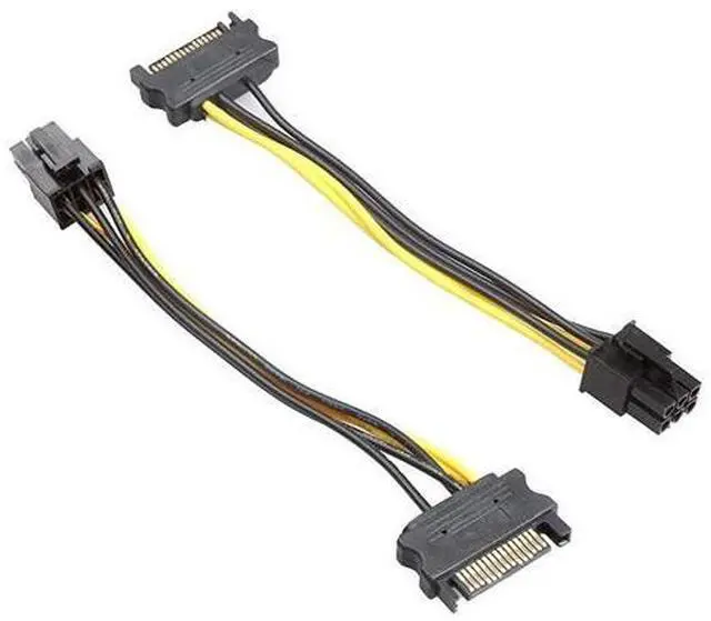 Alt view image 4 of 5 - 5 Pack 6 Pin PCIe to SATA Power Cable 8 Inches 20cm SATA15Pin Male to 6Pin HSG
