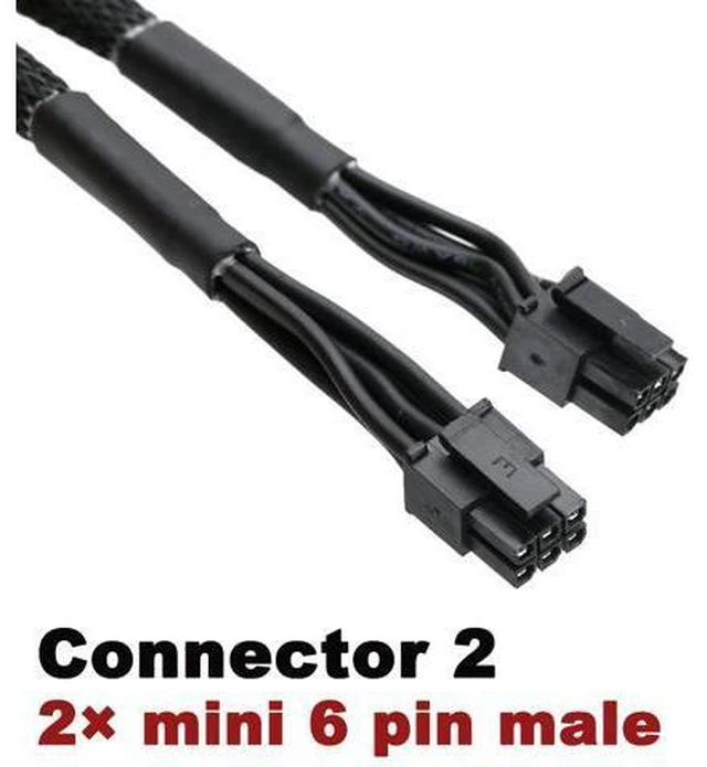 Alt view image 5 of 5 - Dual Mini 6 Pin to 8 Pin PCI Express Video Card Power Adapter Braided Sleeved Cable for Mac Pro Tower/Power Mac G5 15-inches(2Pack)