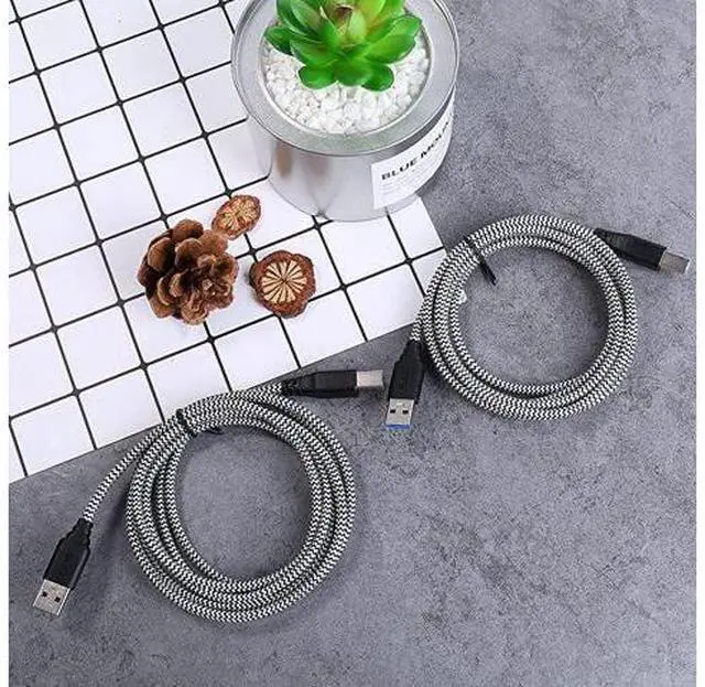 Alt view image 7 of 7 - USB 30 Cable A Male to B Male 2Pack 6ft long USB 3 Cable braided USB 30 A to B Cable Cord White