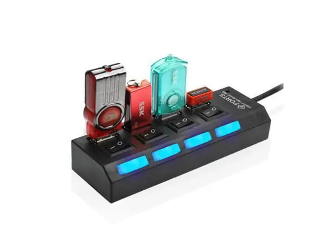 Alt view image 4 of 4 - Mini USB 2.0 Hub 4 Ports Portable High Speed USB Hub 480 Mbps On/Off Switch Hub USB Splitter Adapter HUB For PC Laptop