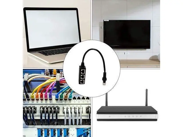 Alt view image 5 of 5 - RJ45 Ethernet Splitter Cable Minriu RJ45 Y Splitter Adapter 1 to 3 Port Ethernet Switch Adapter Cable for CAT 5/CAT 6/CAT 7