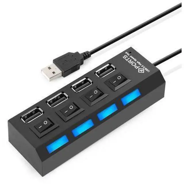 Main image of Mini USB 2.0 Hub 4 Ports Portable High Speed USB Hub 480 Mbps On/Off Switch Hub USB Splitter Adapter HUB For PC Laptop