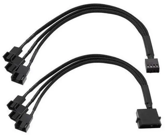 Main image of 2PCS 4 Pin PWM Fan Extension Cable and 4-Pin IDE to 3X 4-Pin Fan Connector, Sleeved Braided Y Splitter, for Computer PC 4 Pin Fan Extension Power Cable, Cooling Fans Cable