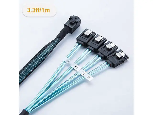 Alt view image 5 of 6 - Internal HD Mini SAS (SFF-8643 Host) - 4X SATA (Target) Cable,SFF-8643 to 4X SATA Cable, SFF-8643 for Controller, 4 Sata Connect to Hard Drive, 1M / 3.3FT