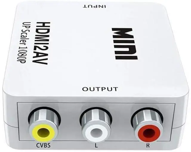 Alt view image 5 of 7 - HDMI to AV, TechCode Mini 1080P HDMI to AV Scaler Adapter Supports PAL/NTSC HDMI to RCA AV/CVSB L/R HD Video Converter for PC, Laptop, Xbox, HDTV, DVD, TV Stick or More (White)