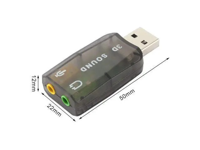 Alt view image 3 of 6 - USB 3D Sound Card, 5.1 USB External Stereo Sound Card with 3.5mm Headphone and Microphone Jack Converter for Windows, Mac, Linux, PC, Laptop, Desktop (Blue)