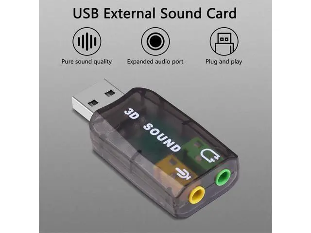 Alt view image 5 of 6 - USB 3D Sound Card, 5.1 USB External Stereo Sound Card with 3.5mm Headphone and Microphone Jack Converter for Windows, Mac, Linux, PC, Laptop, Desktop (Blue)