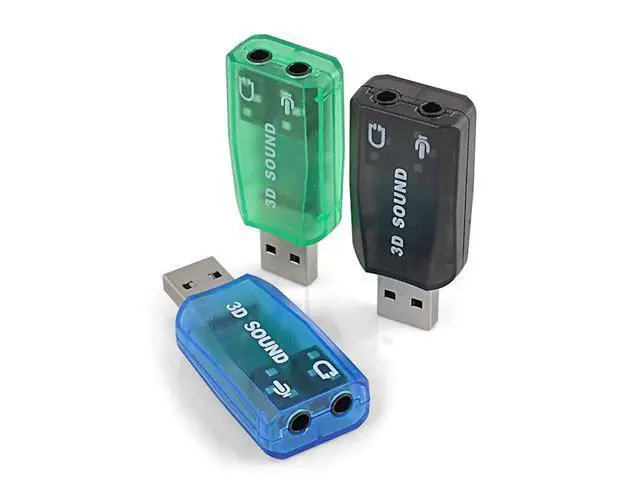 Alt view image 2 of 6 - USB 3D Sound Card, 5.1 USB External Stereo Sound Card with 3.5mm Headphone and Microphone Jack Converter for Windows, Mac, Linux, PC, Laptop, Desktop (Blue)