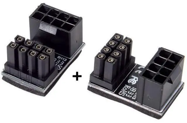 Alt view image 5 of 7 - CY ATX 8Pin Female to 8pin Male 180 Degree Angled Adapter for Desktops Graphics Card