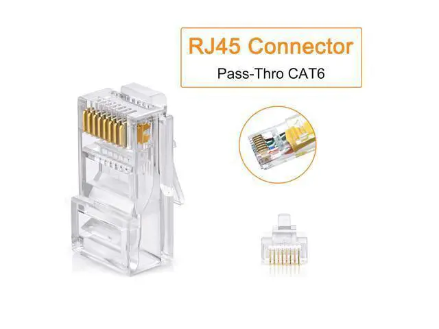 Alt view image 6 of 7 - Cat6 Connectors, Cat6 RJ45 Ends 50-Packs, Cat6 / Cat5e / Cat5 RJ45 Connectors, Ethernet Cable Crimp Connectors UTP Network Plug for Solid Wire and Standard Cable (Transparent)