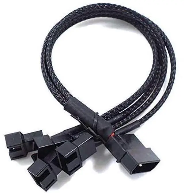 Main image of 4-Pin Molex to 4 x 3/4-Pin PC Case Fan Sleeved Adapter Cable