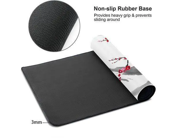 Alt view image 3 of 6 - FDASLJ Japan Sumi-E Painting Fuji Mountain Blossom Sakura Gaming Mouse Pad XL Extended Large Mouse Mat Desk Pad Stitched Edges Mousepad Long Non-Slip Rubber Base Mice Pad 31.5 X 11.8 Inch