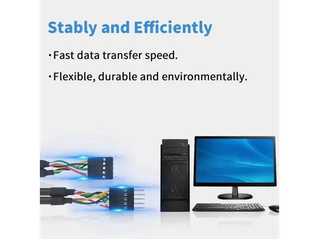 Alt view image 5 of 7 - Usb Header Extension Cable, Usb Motherboard Cable, Usb Header 10 Pin Male To Female Header Extender Extension Dupont Jumper Wires Cable 1M 3.3Ft