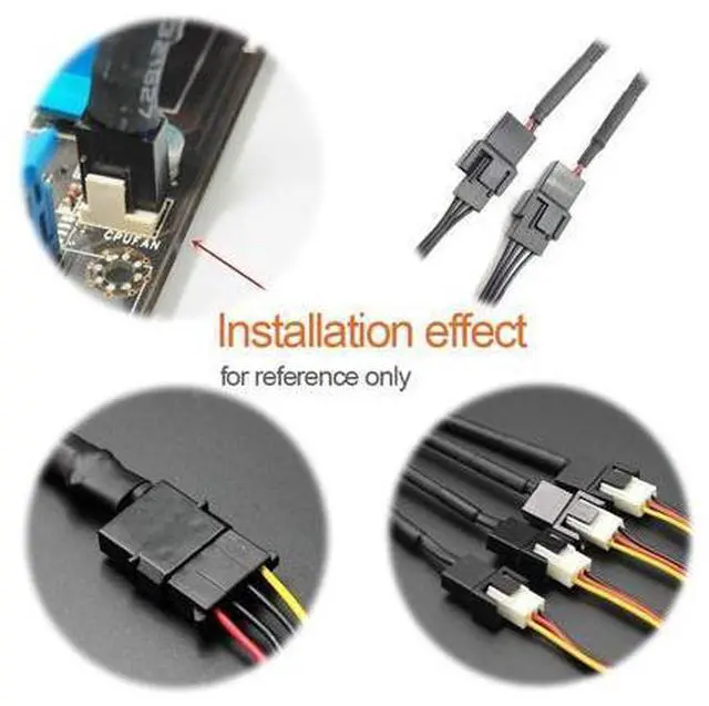 Alt view image 7 of 7 - 2PCS 4 Pin PWM Fan Extension Cable and 4-Pin IDE to 3X 4-Pin Fan Connector, Sleeved Braided Y Splitter, for Computer PC 4 Pin Fan Extension Power Cable, Cooling Fans Cable
