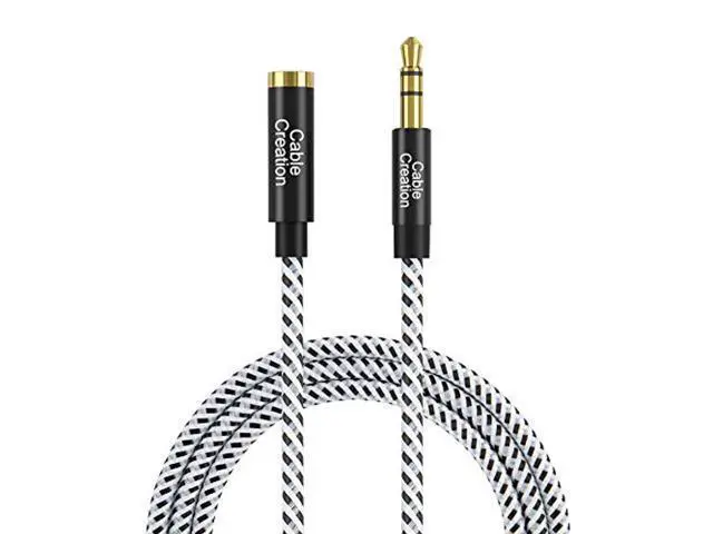 Alt view image 2 of 7 - CableCreation 15 Feet 3.5mm Male to Female Extension Stereo Audio Extension Cable Adapter, Slim and Soft Aux Cable with Gold