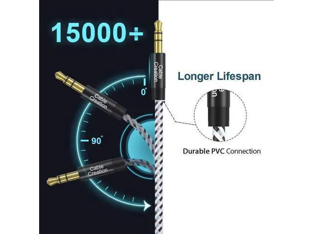 Alt view image 7 of 7 - CableCreation 15 Feet 3.5mm Male to Female Extension Stereo Audio Extension Cable Adapter, Slim and Soft Aux Cable with Gold