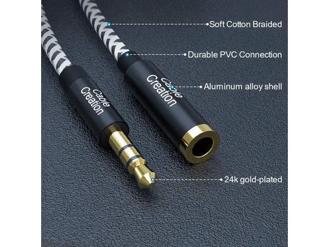 Alt view image 4 of 7 - CableCreation 15 Feet 3.5mm Male to Female Extension Stereo Audio Extension Cable Adapter, Slim and Soft Aux Cable with Gold