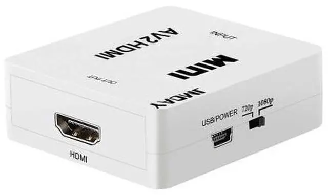 Alt view image 4 of 4 - Mini Composite AV 3RCA CVBS to HDMI Video Audio Converter Box Adapter 720p 1080p Upscaler with USB Charge Cable for TV PC PS3 Xbox Blue-Ray DVD