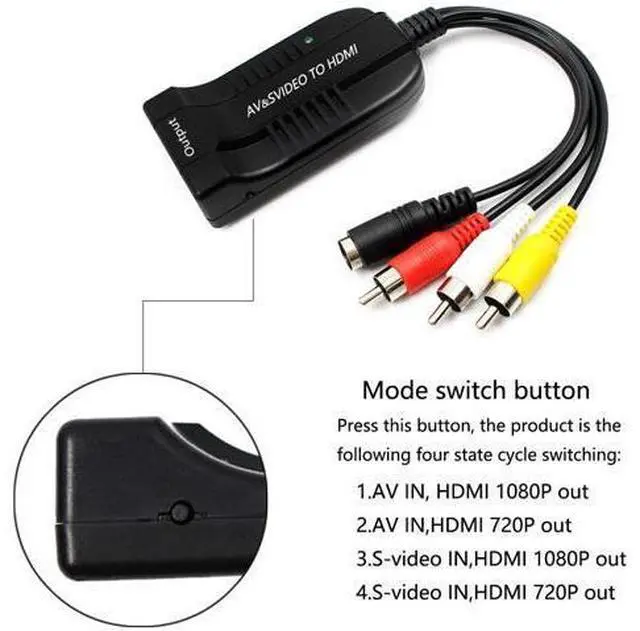Alt view image 4 of 7 - Female AV S Video to Hdmi Video Converter Adapter Female S Video Input PortFemale AV(CVBS) Input PortHdmi Output with Micro Cable for HDTV DVD