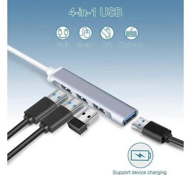 Alt view image 2 of 7 - Mini USB Hub Extensions 4 Port USB 3.0 Hub 2.0 Hub USB adapter station Ultra Slim Portable Data Hub Applicable for iMac Pro MacBook Air Mac Mini/Pro Notebook PC USB Flash Drives Aluminum Alloy