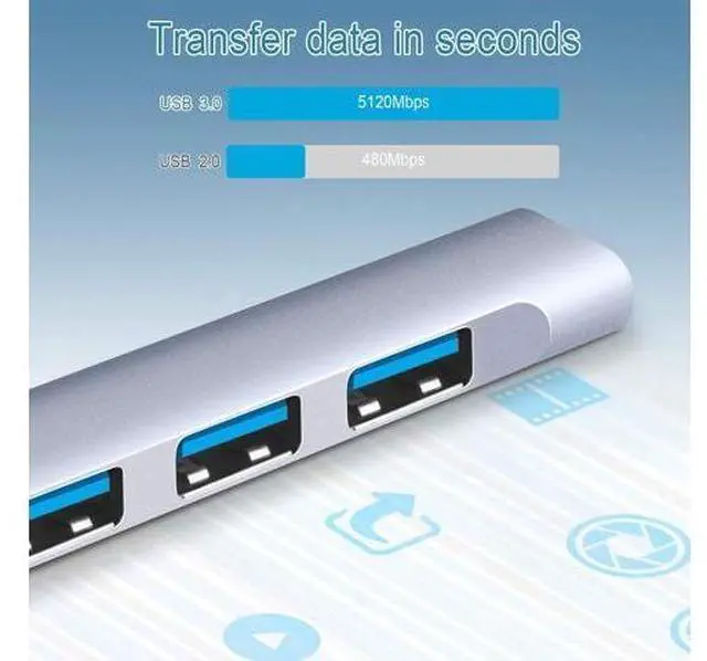 Alt view image 4 of 7 - Mini USB Hub Extensions 4 Port USB 3.0 Hub 2.0 Hub USB adapter station Ultra Slim Portable Data Hub Applicable for iMac Pro MacBook Air Mac Mini/Pro Notebook PC USB Flash Drives Aluminum Alloy