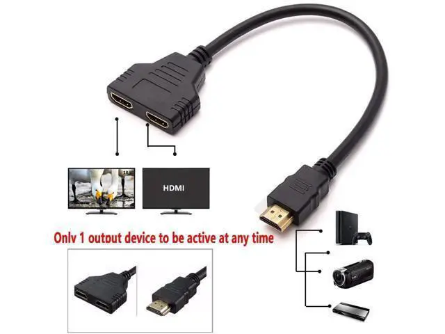 Alt view image 5 of 7 - HDMI Splitter Adapter HDMI Male to 2 HDMI Female Splitter Cable for HDTV LCD Monitor and Projectors 1080P Dual HDMI Adapter 1 to 2 Way (12.2inch Black)