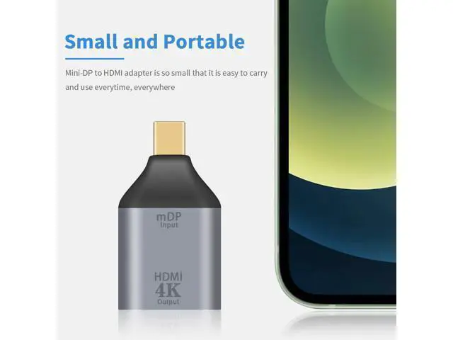 Alt view image 4 of 7 - Mini DisplayPort to HDMI Adapter 4K Mini DP to HDMI Adapter Male to Female Mini Display Port to HDMI Converter Gold Plated Adapter for MacBook Microsoft Surface Pro 2pack