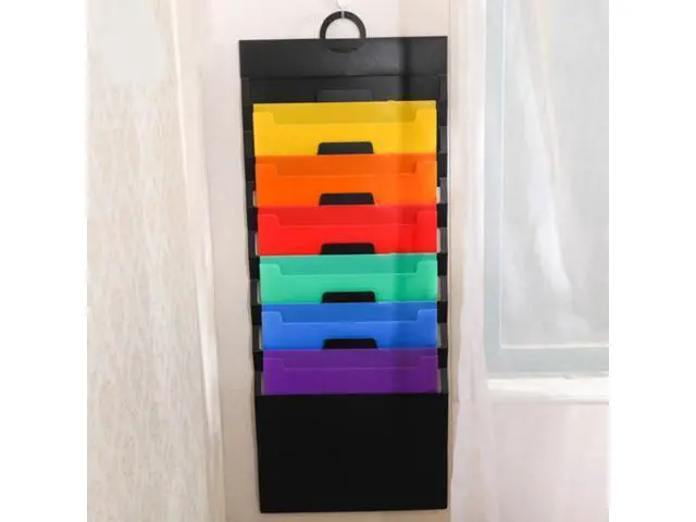 Alt view image 2 of 4 - Wall Mounted Hanging File Folder Holder Mail Organizers Home Office Supplies Storage Pocket Chart for Papers Magazine