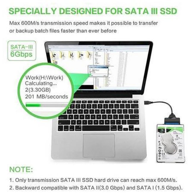 Alt view image 5 of 7 - Professional SATA to USB 3.0 Cable Adapter 2.5 inch SSD Hard Drive Expanding Connector