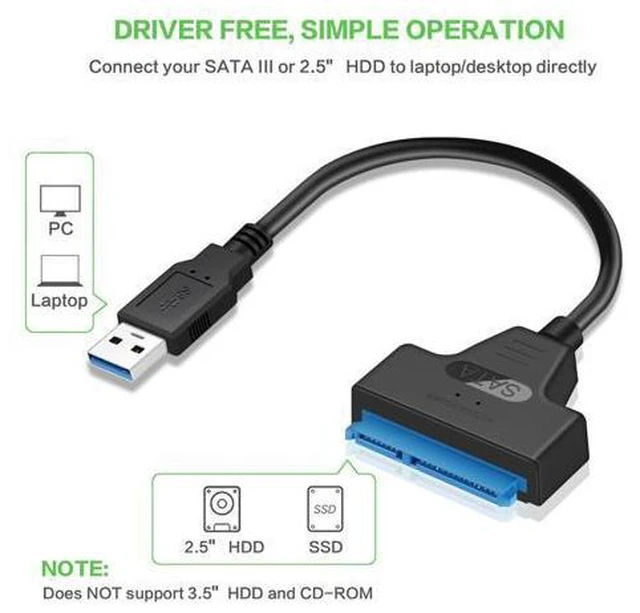 Alt view image 7 of 7 - Professional SATA to USB 3.0 Cable Adapter 2.5 inch SSD Hard Drive Expanding Connector