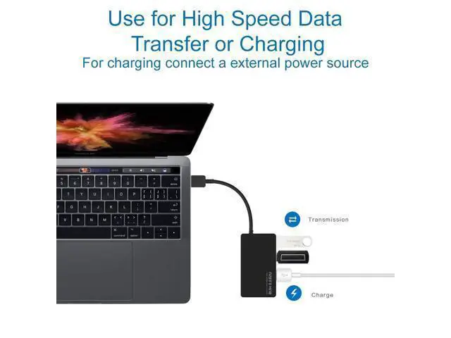 Alt view image 5 of 5 - 4-Port USB 3.0 Data Hub Compatible with MacBook Mac Pro/Mini iMac Surface Pro XPS Notebook PC USB Flash Drives Mobile HDD