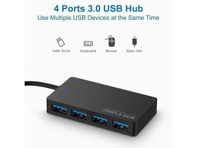 Alt view image 3 of 5 - 4-Port USB 3.0 Data Hub Compatible with MacBook Mac Pro/Mini iMac Surface Pro XPS Notebook PC USB Flash Drives Mobile HDD