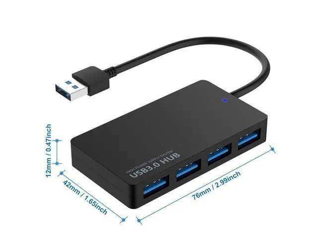 Alt view image 2 of 5 - 4-Port USB 3.0 Data Hub Compatible with MacBook Mac Pro/Mini iMac Surface Pro XPS Notebook PC USB Flash Drives Mobile HDD