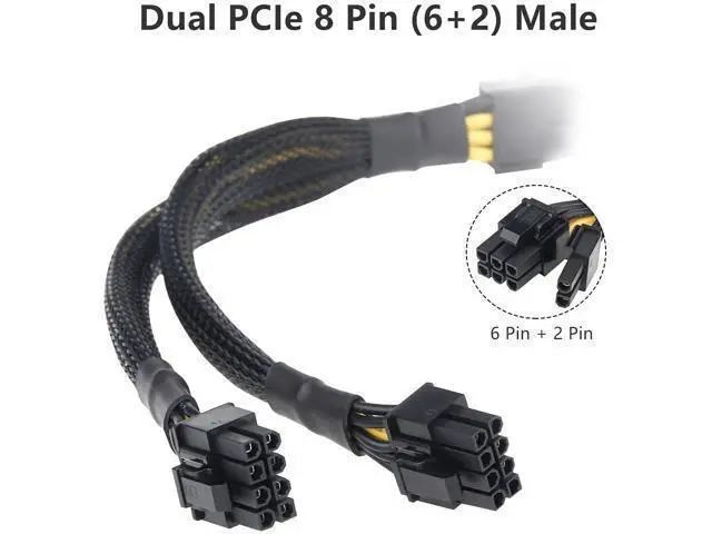 Alt view image 4 of 7 - 8 Pin PCIe Splitter, PCI-e 8 Pin Female to Dual 8 Pin(6+2) Male GPU VGA Power Cable PCI Express Adapter for Graphics Video Card, UIInosoo Sleeved Braided Y-Splitter Power Cord 9.5inch