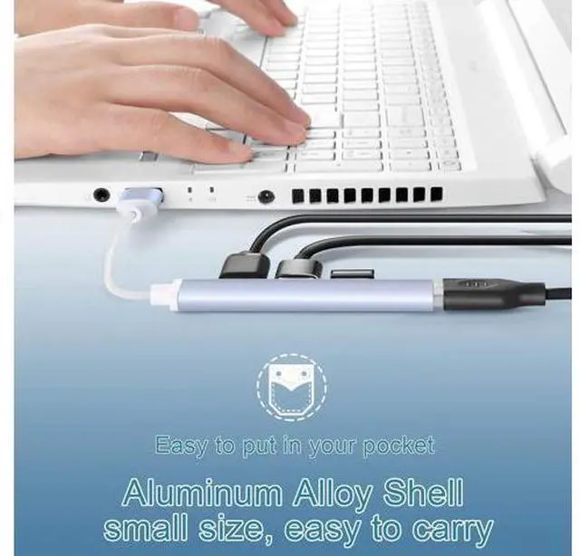 Alt view image 7 of 7 - Mini USB Hub Extensions 4 Port USB 3.0 Hub 2.0 Hub USB adapter station Ultra Slim Portable Data Hub Applicable for iMac Pro MacBook Air Mac Mini/Pro Notebook PC USB Flash Drives Aluminum Alloy