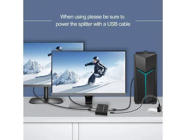 Alt view image 6 of 6 - Angusplay DisplayPort Switch Bidirectional DisplayPort 1.4 KVM Splitter 2 Input 1 Output - Supports 8K 4K 3D 1080P HD Manual DP Switcher for PC Host Monitor etc