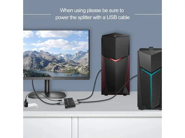 Alt view image 3 of 6 - Angusplay DisplayPort Switch Bidirectional DisplayPort 1.4 KVM Splitter 2 Input 1 Output - Supports 8K 4K 3D 1080P HD Manual DP Switcher for PC Host Monitor etc