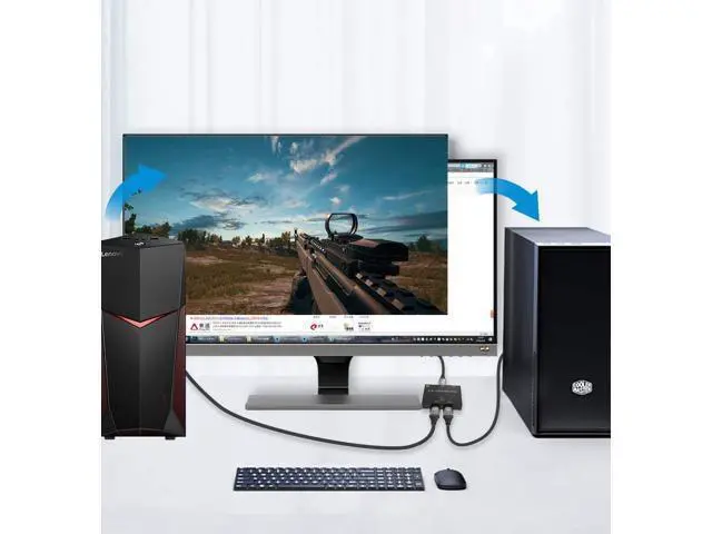 Alt view image 4 of 6 - Angusplay DisplayPort Switch Bidirectional DisplayPort 1.4 KVM Splitter 2 Input 1 Output - Supports 8K 4K 3D 1080P HD Manual DP Switcher for PC Host Monitor etc