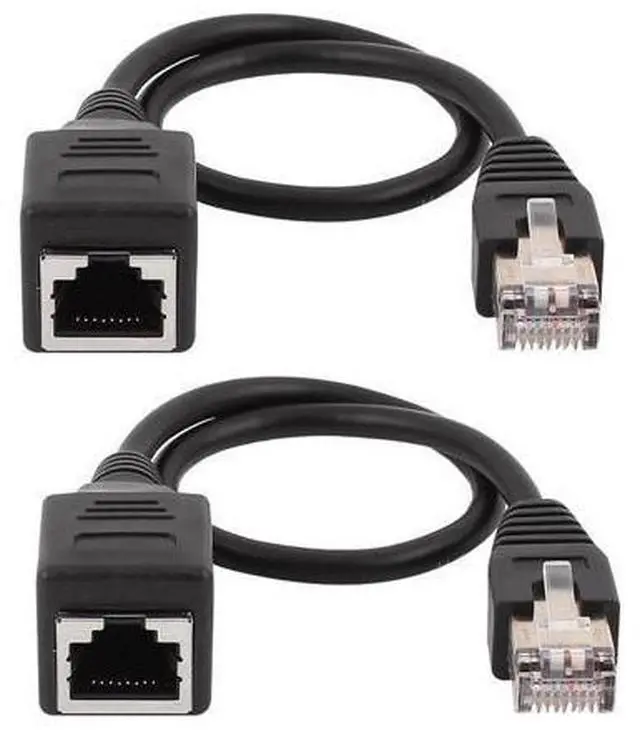 Main image of Global Bargains 2pcs 30cm Ethernet Lan Male to Female Network Cable RJ45 Extension Extender Cord
