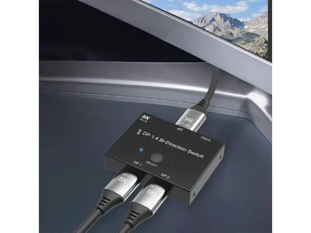 Alt view image 5 of 6 - Angusplay DisplayPort Switch Bidirectional DisplayPort 1.4 KVM Splitter 2 Input 1 Output - Supports 8K 4K 3D 1080P HD Manual DP Switcher for PC Host Monitor etc