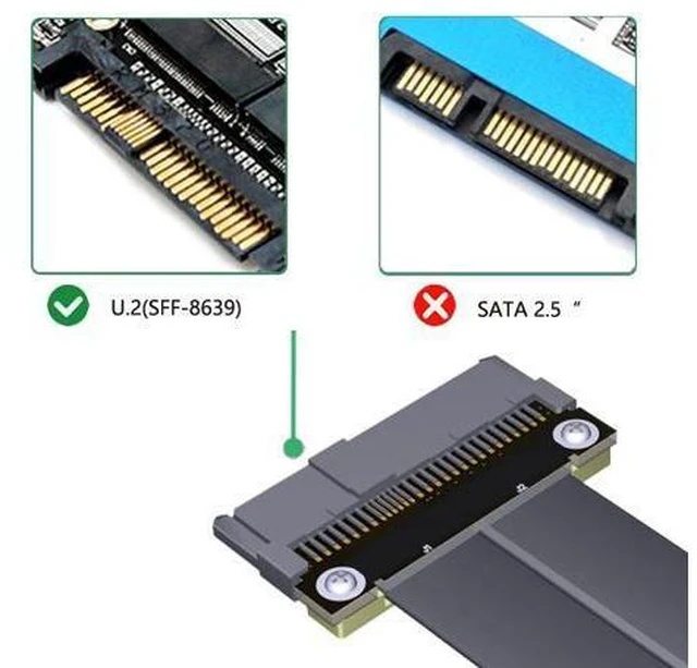 Alt view image 2 of 6 - Riser Cable 20cm SFF-8639 U.2 to NGFF M.2 Key M Extension Cable Flexible Cable Riser Card Extension Port Adapter for U2 NVME SSD