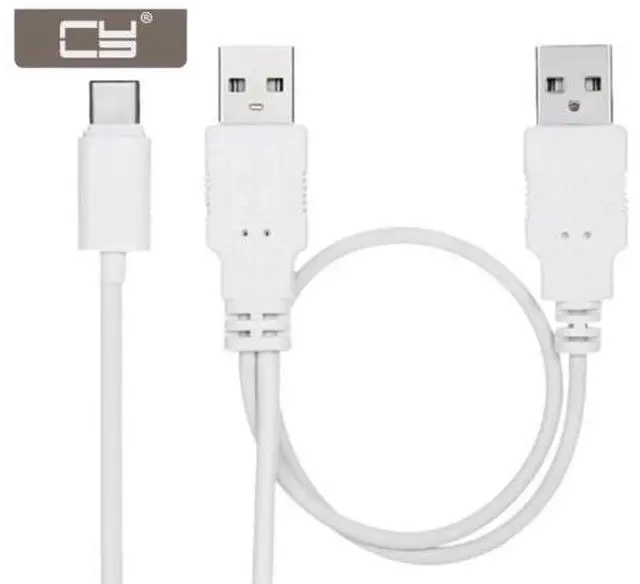 Main image of DZ USB 3.1 Type C USB-C to Dual A Male Extra Power Data Y Cable for Cell Phone & Hard Disk